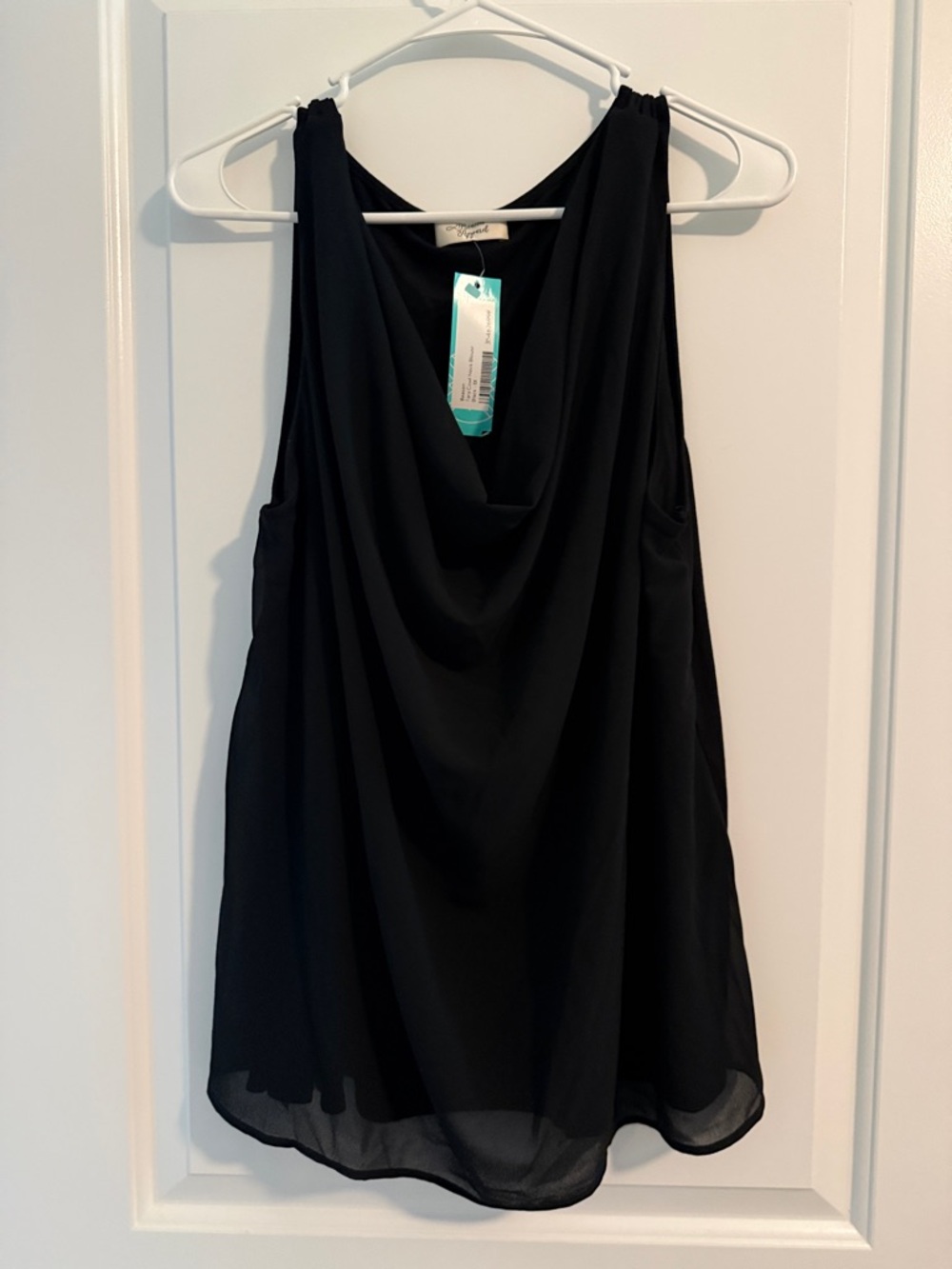 NWT Sanctuary Black Draped Cowl-Neck Blouse